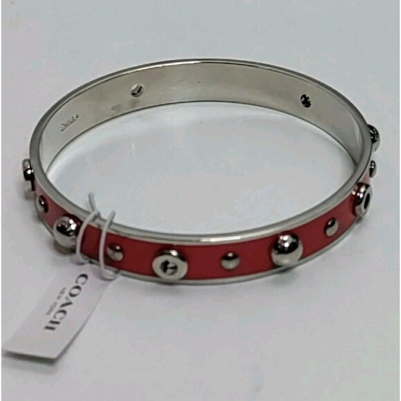 Coach Red & Silver Tone Bangle Bracelet - Picture 4 of 4